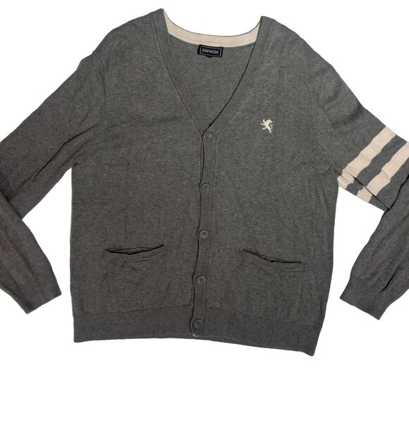 Express Other - Express Men's Stripped Cotton Long Sleeve Sweater Logo Preppy Jock Vintage XL